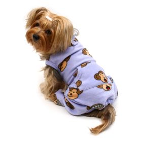 Silly Monkey Front Sleeveless Fleece Pajamas (Color: Lavender, size: XS)