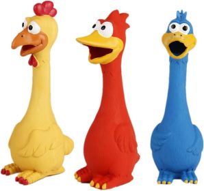 style Rubber Chicken Squeaky Dog Toys for Small, Medium or Large Pet Breeds, Play Fetch, Reduce Separation Anxiety (Color: Red)